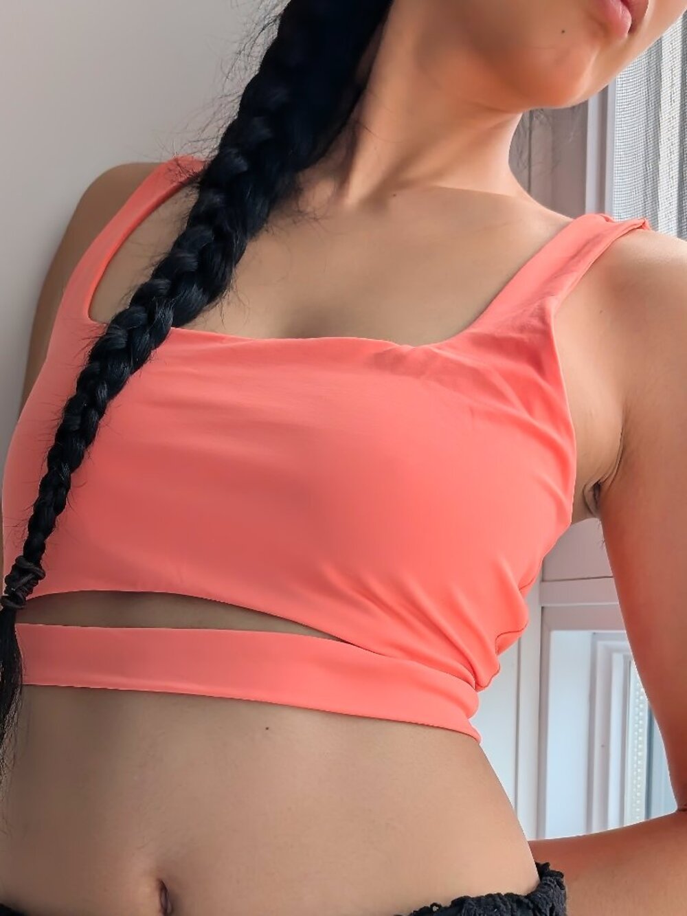 Coral Cutout Crop Top